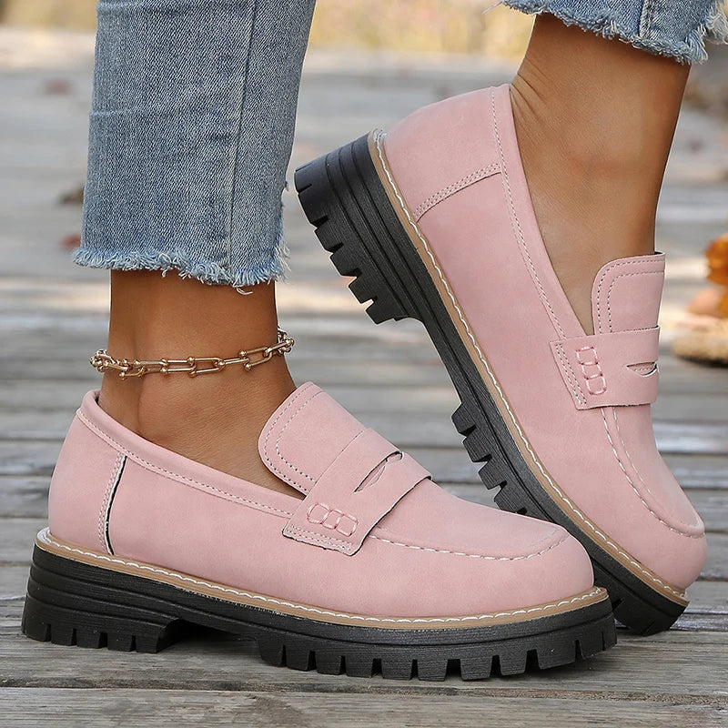 Claudine Merriweather | Tan Suede Platform Loafers