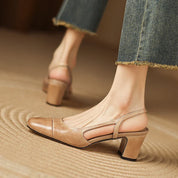 Ottavia Renbourne | Tan Leather Block Heel Slingback