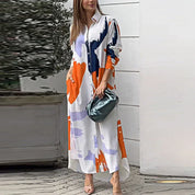 Yvonne Castellano | Abstract Print Maxi Shirt Dress For Women