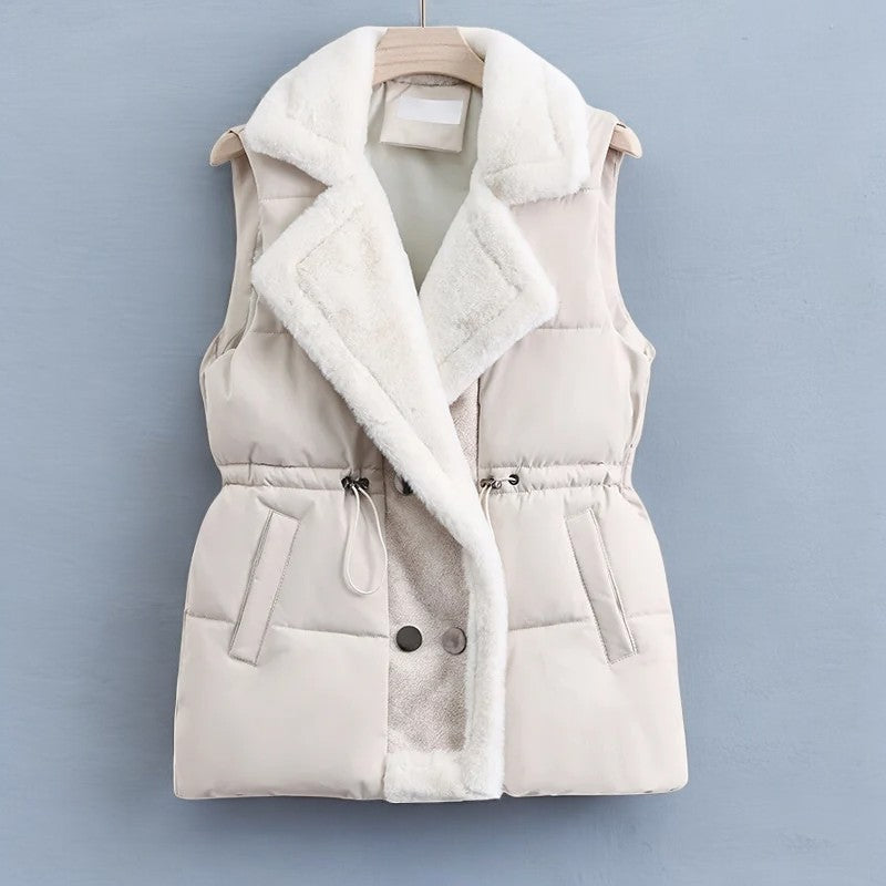 Margaux Elsinore | Faux Fur Collar Puffer Vest in Brown