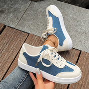 Geneviève Caldore | Blue Denim & Leather Lace-Up Sneakers