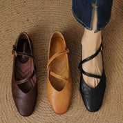Rosalind Carleigh | Tan Leather Mary Jane Flats