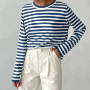 Marlowe Sinclair | Navy & White Striped Long-Sleeve Knit Top