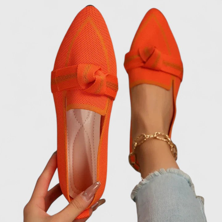 Constance Bellerive | Blue Pointed Toe Knot Flat Loafers