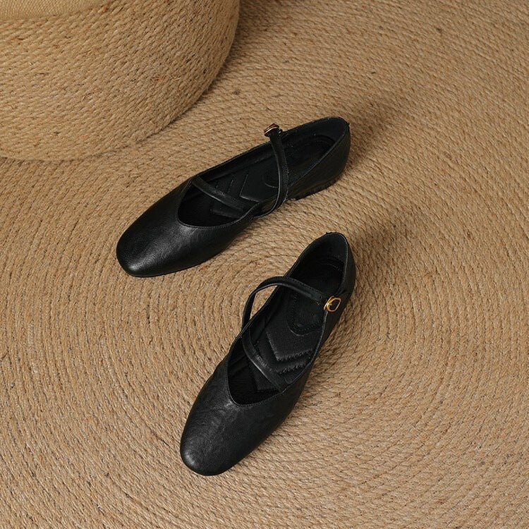 Rosalind Carleigh | Tan Leather Mary Jane Flats