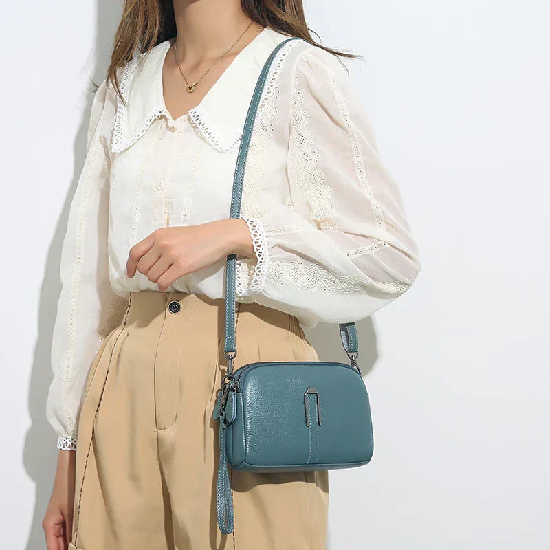 Margaux Delacroix | Elegant Blue Leather Crossbody Shoulder Bag