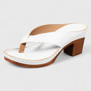 Mirella Fontvaine | Black Block Heel Thong Platform Sandals