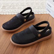 Dorinda Cavendish | Beige Mesh Slip-On Clogs with Heel Strap