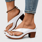 Mirella Fontvaine | Black Block Heel Thong Platform Sandals