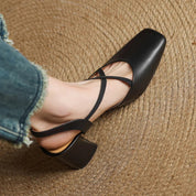 Aurelie Blackmore | Tan Leather Block Heel Slingback Sandal