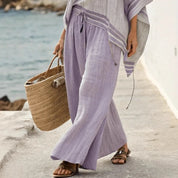 Eloise Marchetti | Off-Shoulder Linen Wide-Leg Matching Set For Women