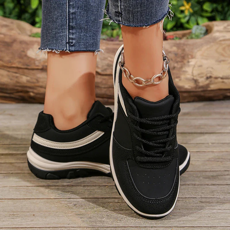 Florentine Ashdale | Leather Patchwork Platform Sneakers in Khaki