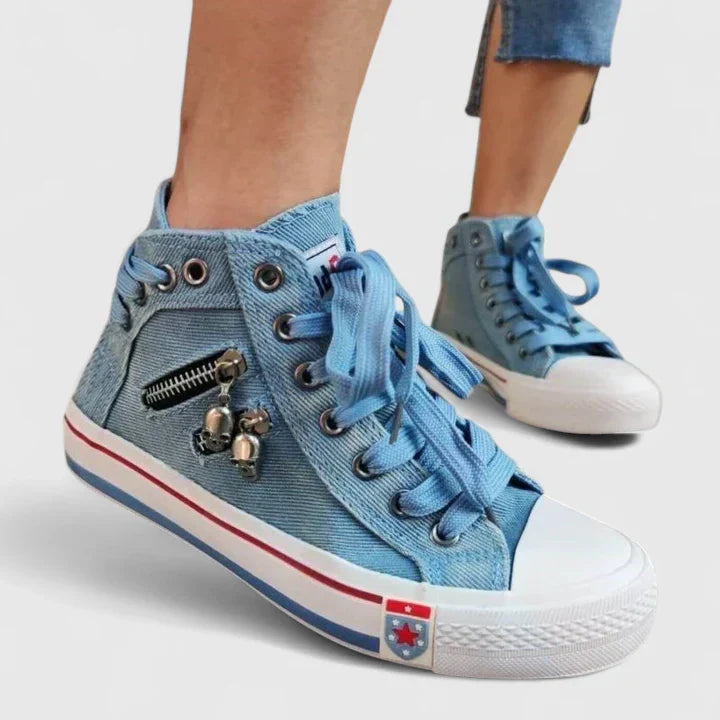 Marguerite Sinclair | Blue Denim High-Top Orthopedic Sneakers