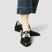 Clementine Ravenswood | Cream Patent Mary Jane Block Heel Shoes