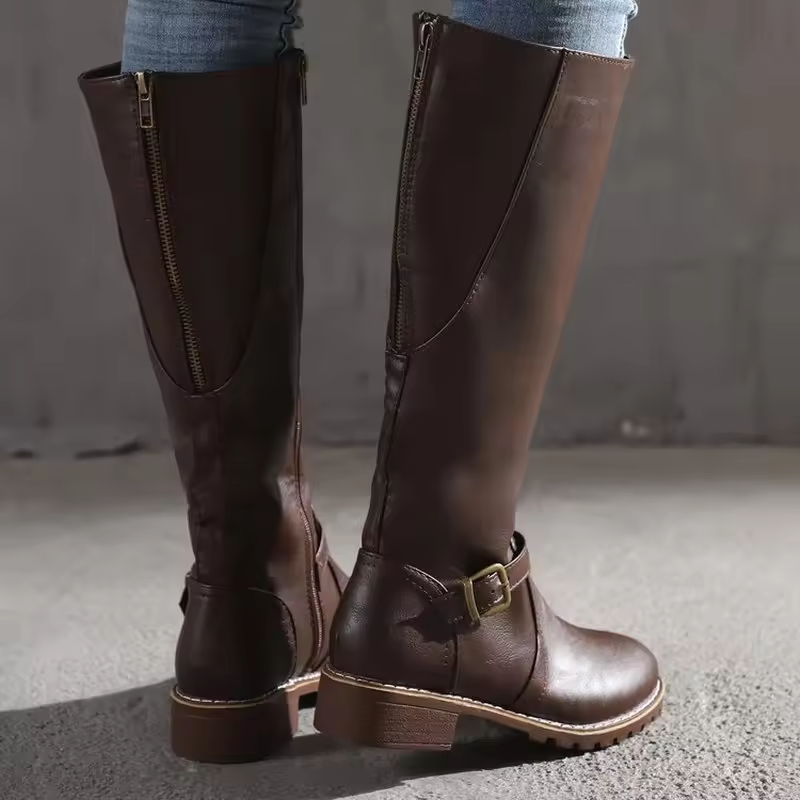 Vivienne Blackwell | Women's Black Knee-High Buckle Boots