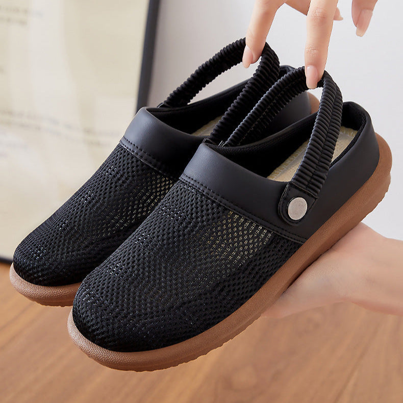 Dorinda Cavendish | Beige Mesh Slip-On Clogs with Heel Strap