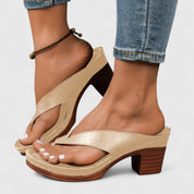 Mirella Fontvaine | Black Block Heel Thong Platform Sandals