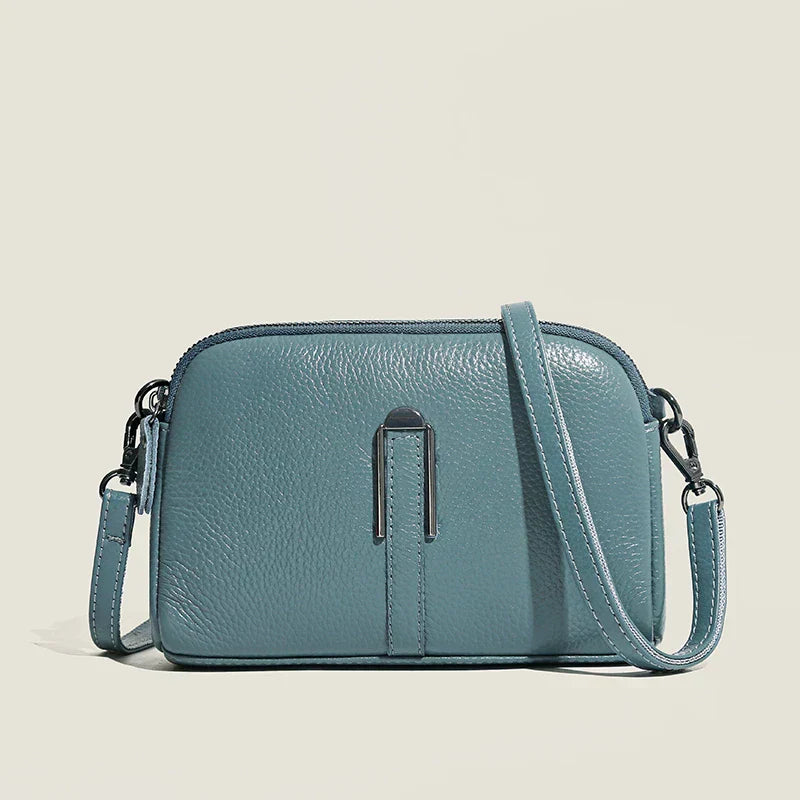 Margaux Delacroix | Elegant Blue Leather Crossbody Shoulder Bag