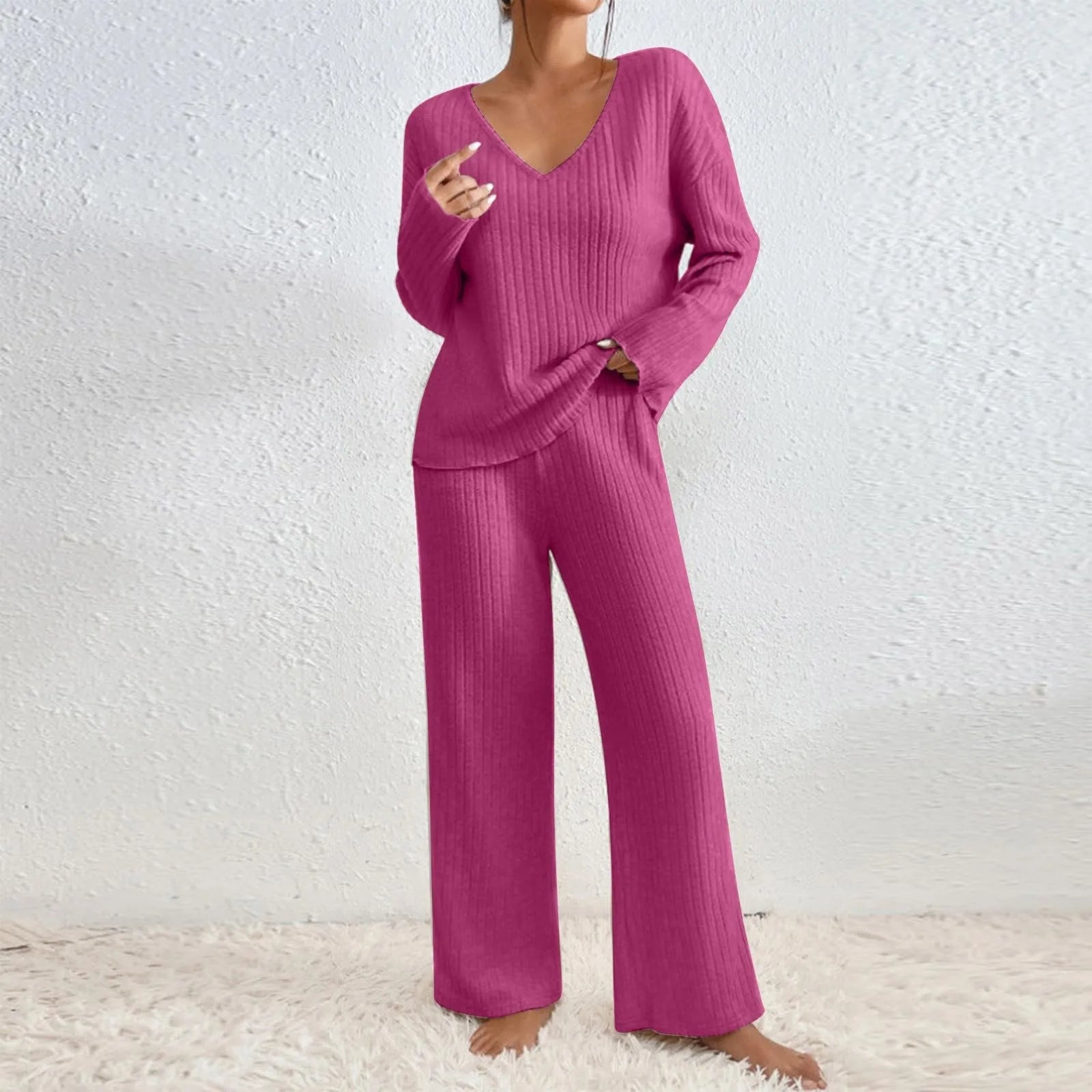 Camille Delacroix | Ribbed Knit Lounge Set For Women