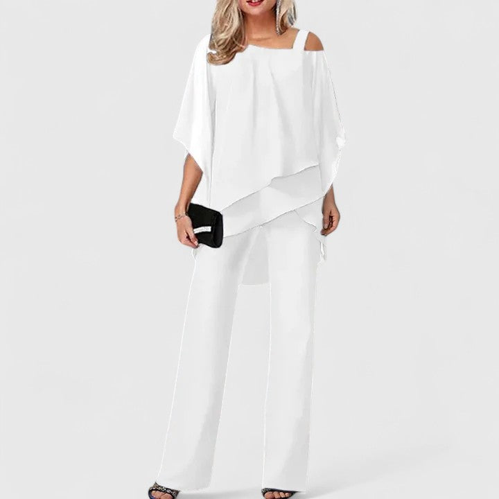 Loretta Pemberton | Burgundy Chiffon Two-Piece Pant Set