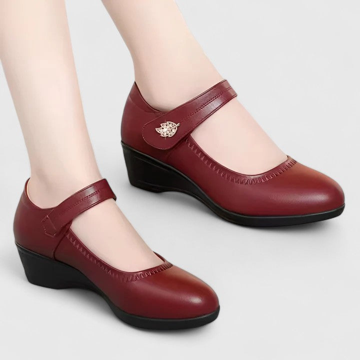 Emmeline Stratford | Cream Wedge Mary Jane Shoes