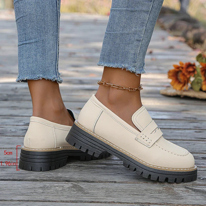 Claudine Merriweather | Tan Suede Platform Loafers