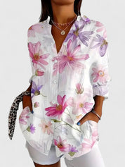 Celestine Beauvard | Colorful Floral Print Long Sleeve Blouse