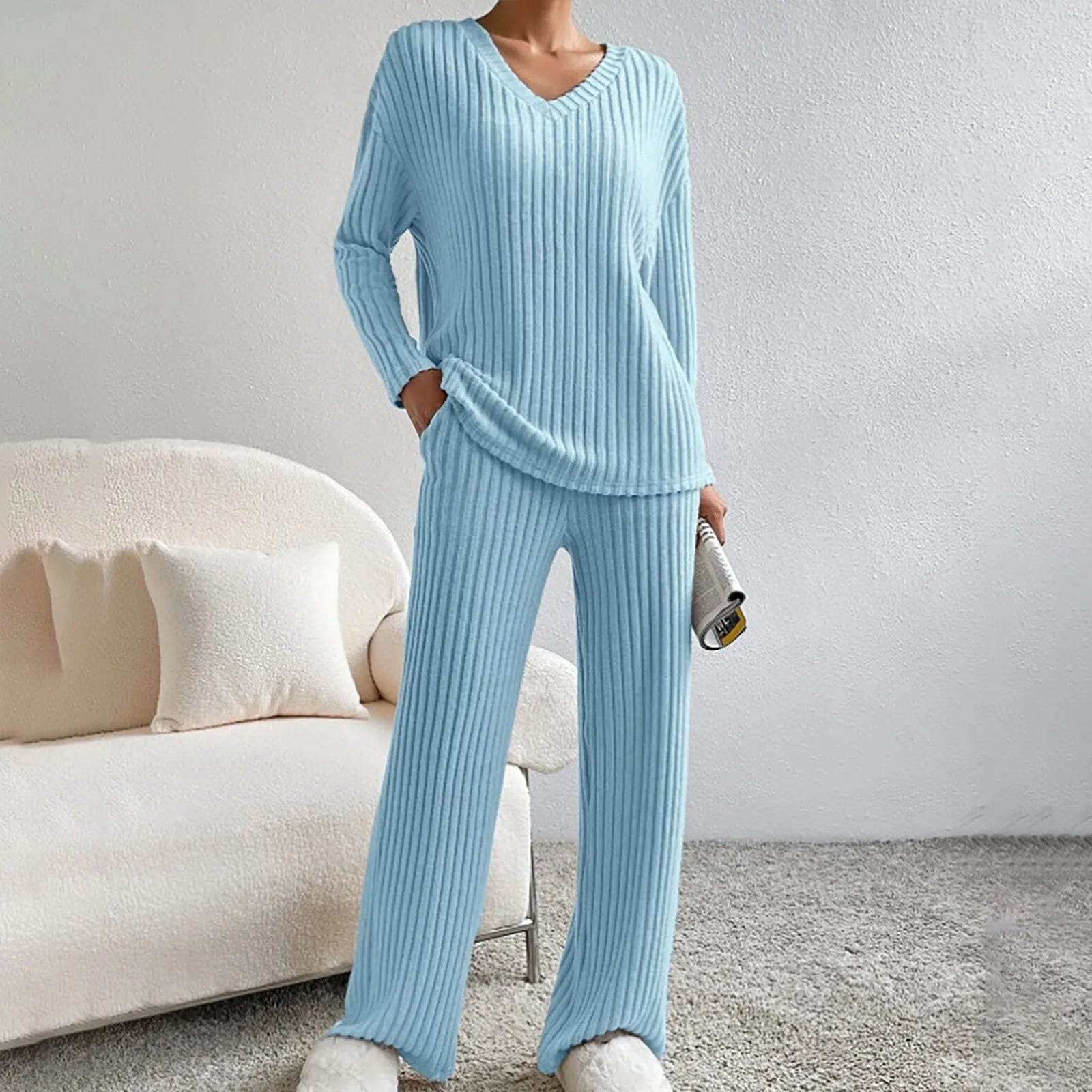 Camille Delacroix | Ribbed Knit Lounge Set For Women