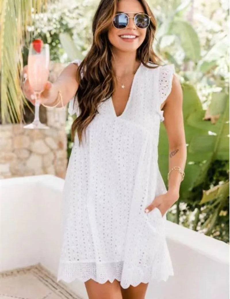 Josephine Veltri | Eyelet Mini Dress For Women