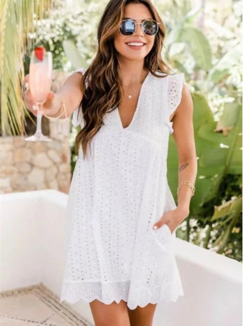 Josephine Veltri | Eyelet Mini Dress For Women