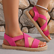 Marcella Dunvere | Crossover Strap Flat Sandals in Beige