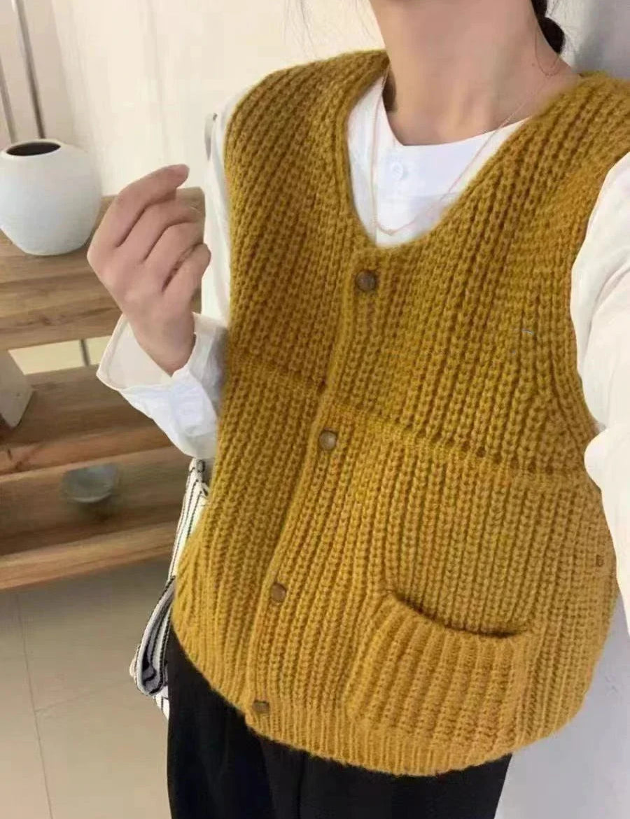 Clara Beaumont | Knit Button Vest For Women