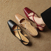 Seraphine Bellecourt | Red Leather Block Heel Slingback Sandals