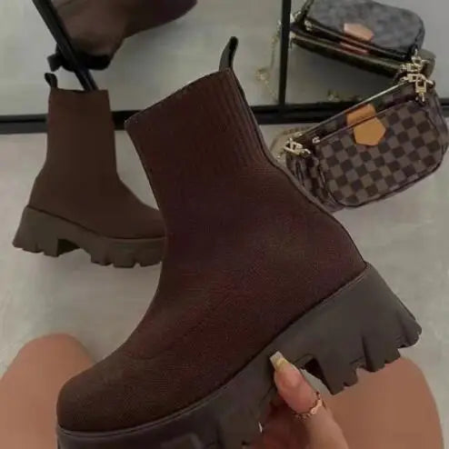 Valeria Montclair | Knitted Sock Ankle Boots For Women