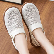 Dorinda Cavendish | Beige Mesh Slip-On Clogs with Heel Strap
