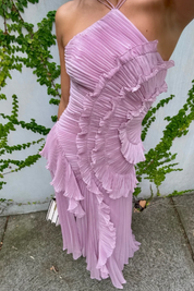 Celestine Vaudreau | Lavender Pleated Halter Midi Dress