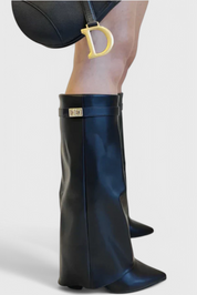 Isolde Farnsworth | Cream Suede Fold-Over Knee-High Boots