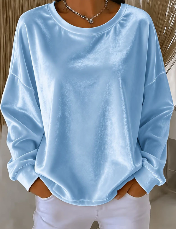 Veronique Lachance | Relaxed Velvet Long Sleeve Blouse For Women