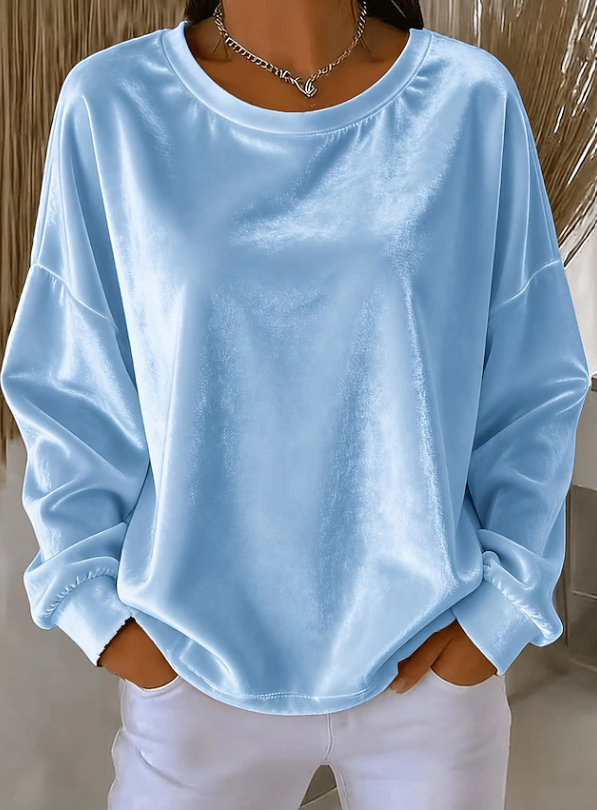 Veronique Lachance | Relaxed Velvet Long Sleeve Blouse For Women