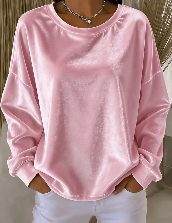 Veronique Lachance | Relaxed Velvet Long Sleeve Blouse For Women