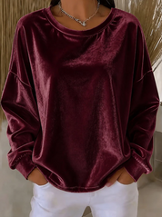 Veronique Lachance | Relaxed Velvet Long Sleeve Blouse For Women