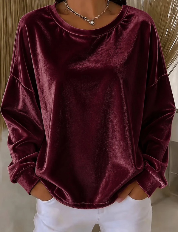 Veronique Lachance | Relaxed Velvet Long Sleeve Blouse For Women