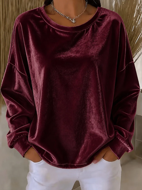 Veronique Lachance | Relaxed Velvet Long Sleeve Blouse For Women
