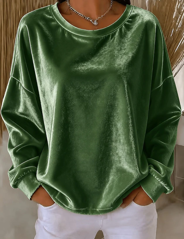Veronique Lachance | Relaxed Velvet Long Sleeve Blouse For Women