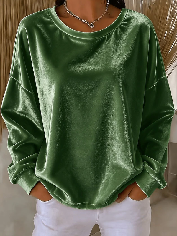 Veronique Lachance | Relaxed Velvet Long Sleeve Blouse For Women