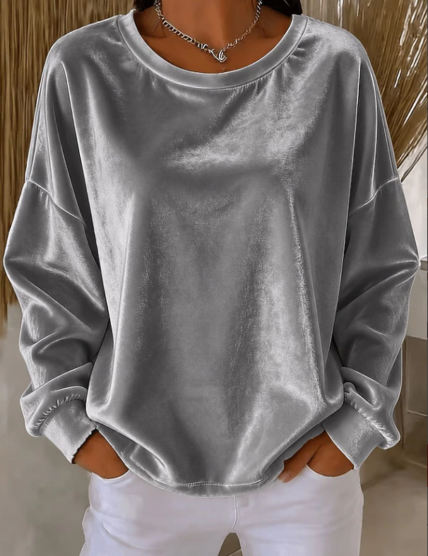 Veronique Lachance | Relaxed Velvet Long Sleeve Blouse For Women
