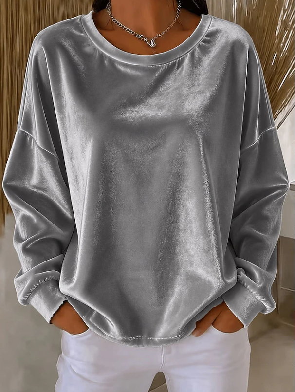 Veronique Lachance | Relaxed Velvet Long Sleeve Blouse For Women
