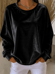 Veronique Lachance | Relaxed Velvet Long Sleeve Blouse For Women
