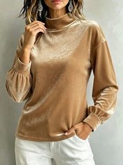 Priscilla Anjou | Velvet High Neck Blouse For Women
