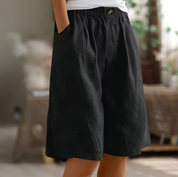 Rosette Ashmere | Olive Green Linen Comfort Shorts